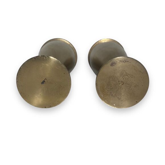 Vintage Dirigold Solid Heavy Bronze Copper Footed Salt & Pepper Shakers Set 4.5" - Picture 5 of 11